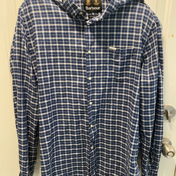 Barbour Howard Tailored Navy and white button down shirt - Picture 11 of 12